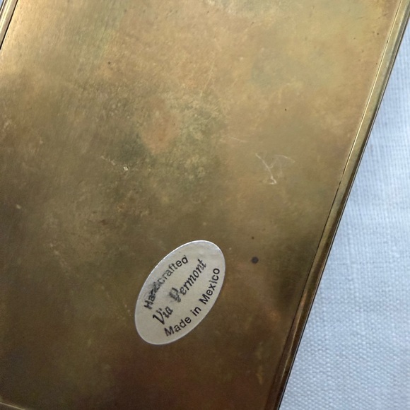 Vintage handcrafted Via Vermont Nativity brass and glass hinged trinket box - Picture 8 of 10